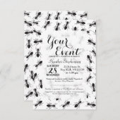 Invitation Motif noir drôle de fourmis (Devant / Derrière)