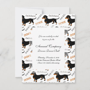 Invitation Motif noir et tan Dachshund