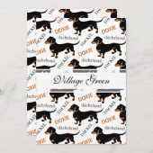 Invitation Motif noir et tan Dachshund (Devant / Derrière)