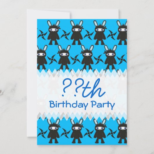 Invitation Motif noir et turquoise de Ninja Bunny (Devant)