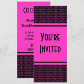 Invitation motif noir rose (Devant / Derrière)