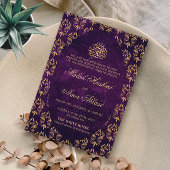 Invitation Motif Orné d'or violet musulman mariage musulman i