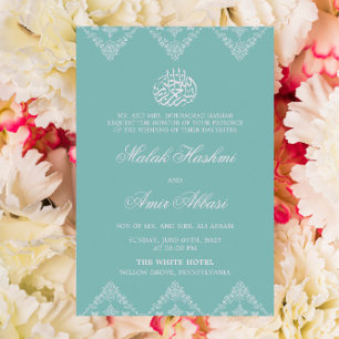 Invitation Motif Orné Turquoise clair Mariage musulman musulm