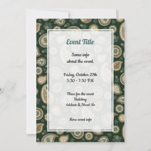 Invitation Motif Paisley Cyprès (Dos)