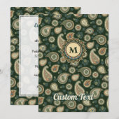 Invitation Motif Paisley Cyprès (Devant / Derrière)