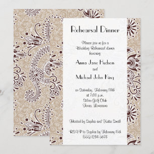 Invitation Motif Paisley, Persian Paisley, Dîner De Répétitio