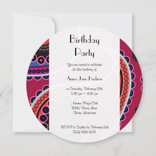 Invitation Motif Paisley, Persian Paisley, Les Deux, Annivers (Devant)
