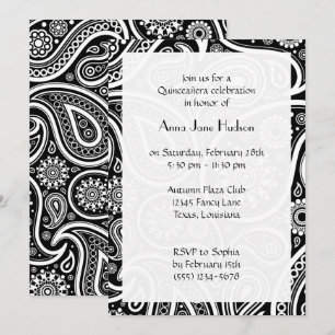 Invitation Motif Paisley, Persian Paisley, Quinceanera