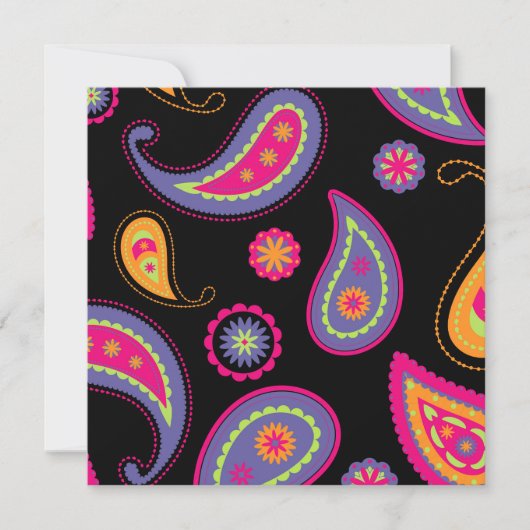 Invitation Motif Paisley sans couture Coloré (Devant)
