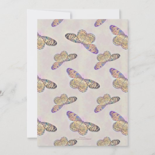 Invitation Motif Papillon Bleu Violet Or (Dos)