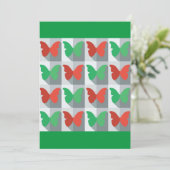 Invitation Motif papillon rouge et vert (Debout devant)