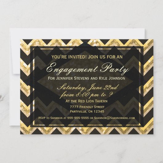 Invitation Motif Parties scintillant Chevron moderne (Devant)