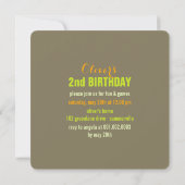 Invitation Motif Patchwork Marron Carrés Garçon Photo Anniver (Dos)