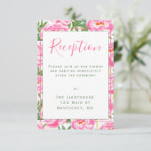 Invitation Motif Pink Peonies | Insertion de réception de mar (Debout devant)