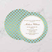Invitation Motif Pois Mint Faux Gold Foil (Devant / Derrière)