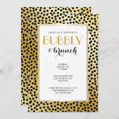 Invitation Motif Polka Dot moderne noir et or (Devant / Derrière)