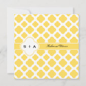 Invitation Motif quadrifolié jaune citron et blanc Monogram (Dos)