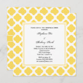 Invitation Motif Quatrefeuilles Jaune Citron et Blanc Monogra (Devant / Derrière)