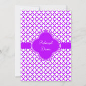 Invitation Motif Quatrefoil violet électrique Monogramme (Dos)