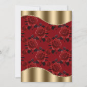 Invitation Motif Red Rose et Mariage Gold Diamonds (Dos)