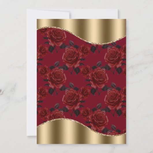 Invitation Motif Red Rose et Mariage Gold Diamonds (Dos)
