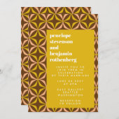 Invitation Motif rétro Gras Typographie Mariage jaune (Devant / Derrière)