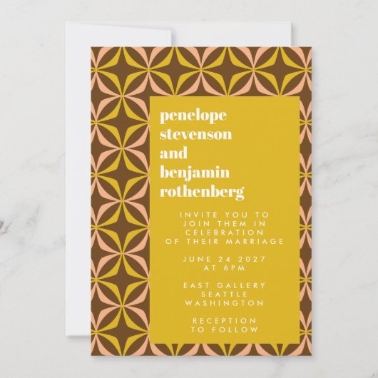 Invitation Motif rétro Gras Typographie Mariage Jaune Invi (Devant)