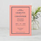 Invitation Motif rose et feuille bleue (Debout devant)