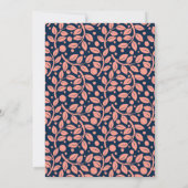 Invitation Motif rose et feuille bleue (Dos)