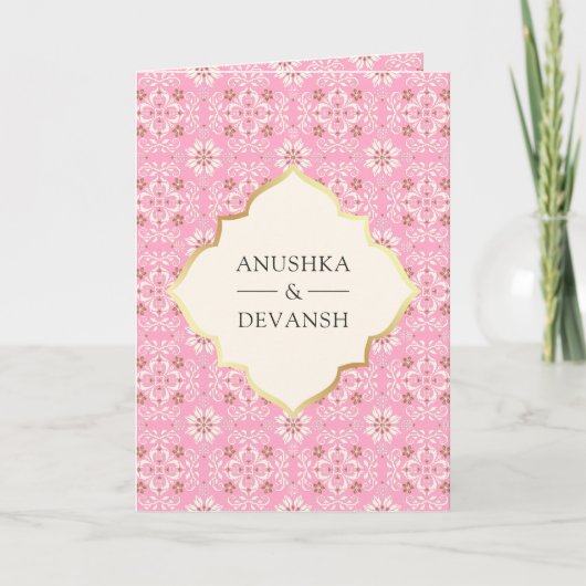 Invitation Motif rose ivoire en un seul Mariage indien (Devant)