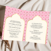 Invitation Motif rose ivoire en un seul Mariage indien
