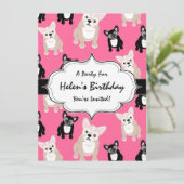 Invitation Motif rose mignon de bouledogue français (Debout devant)