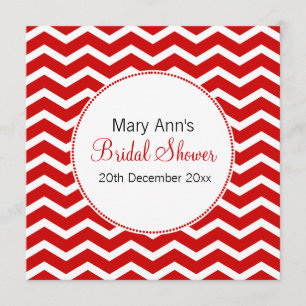 Invitation Motif rouge de Chevron de Fête de la mariée