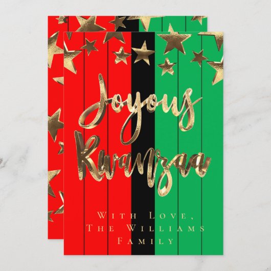 Invitation Motif rouge noir vert Script Joyous Kwanzaa Card (Devant / Derrière)