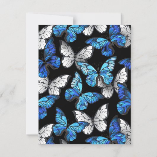 Invitation Motif sans couleur foncée avec papillons bleus Mor (Devant)