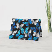 Invitation Motif sans couleur foncée avec papillons bleus Mor (Dos)