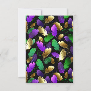 Invitation Motif sans couture avec des plumes de Mardi Gras