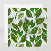 Invitation Motif sans couture avec Feuilles de thé vert (Devant / Derrière)