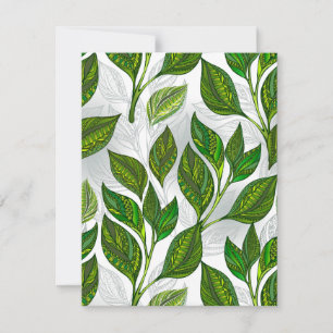 Invitation Motif sans couture avec Feuilles de thé vert