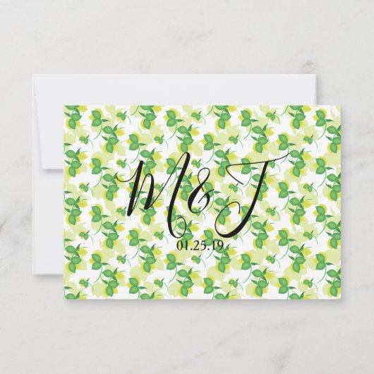 Invitation Motif sans couture citron vert silo frais Mariage (Dos)