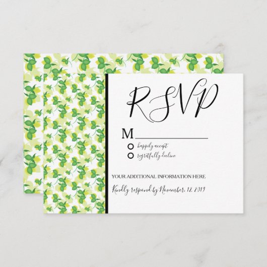Invitation Motif sans couture de citron vert Silo frais Maria (Devant / Derrière)