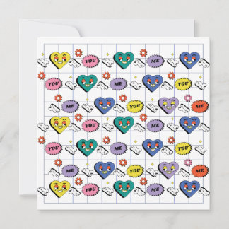 Invitation Motif sans couture de cœur expressif rétro Y2K gro