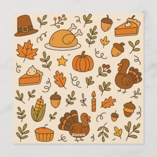 Invitation Motif sans couture de doodles de Thanksgiving