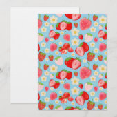 Invitation Motif sans couture de fraise à l'aquarelle mignon (Devant / Derrière)