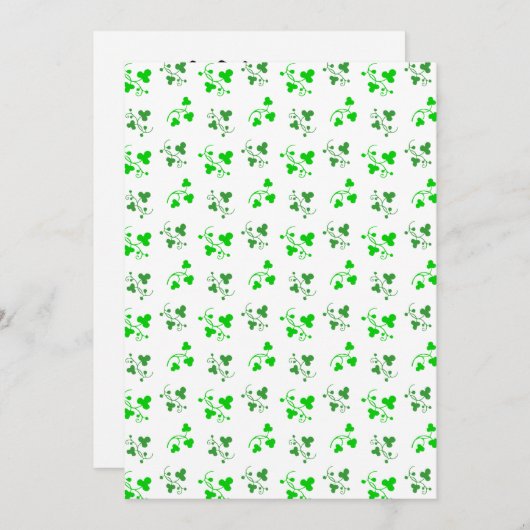 Invitation Motif Shamrock vert (Devant / Derrière)