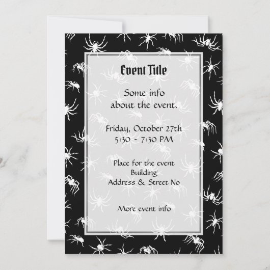 Invitation motif silhouettes d'araignée (Dos)