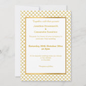 INVITATION MOTIF SIMPLE ET ÉLÉGANT OR BLANC MARMAID ÉCHELLE (Devant)