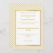 INVITATION MOTIF SIMPLE ET ÉLÉGANT OR BLANC MARMAID ÉCHELLE (Devant / Derrière)