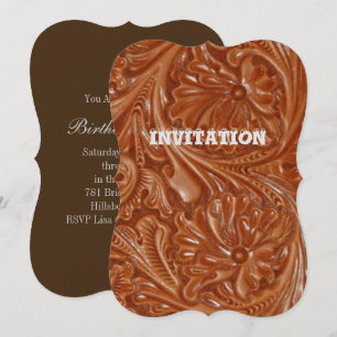 Invitation motif sud-ouest cuir travaillé country western