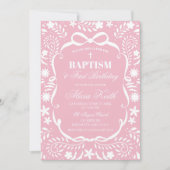 Invitation Motif Talavera Baptême Cielito Lindo Rose (Devant)